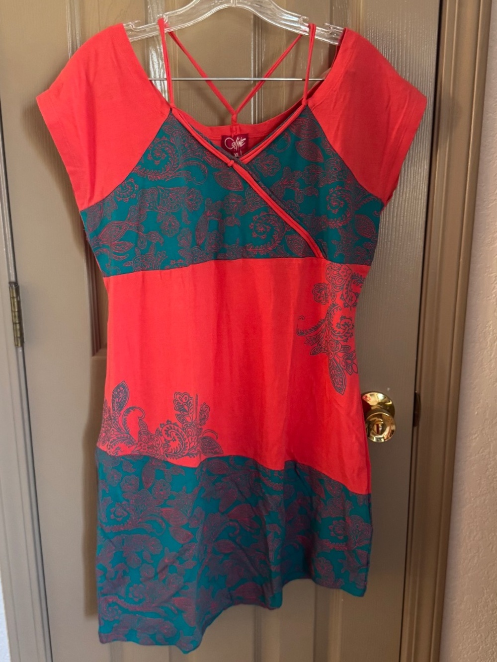 NWT Coline orange & teal tunic sz XL